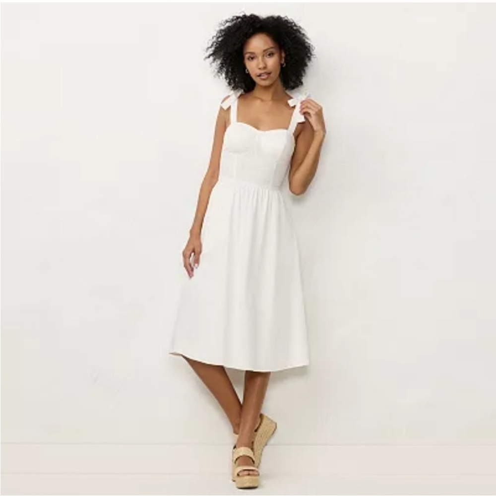 NWT LC Lauren Conrad ✨ Midi Corset Top Ivory Dress Sz M